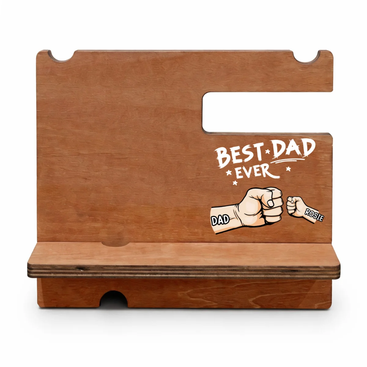 The Best Dad Grandpa Ever - Personalized Custom Wood Phone Docking Station - Image 7
