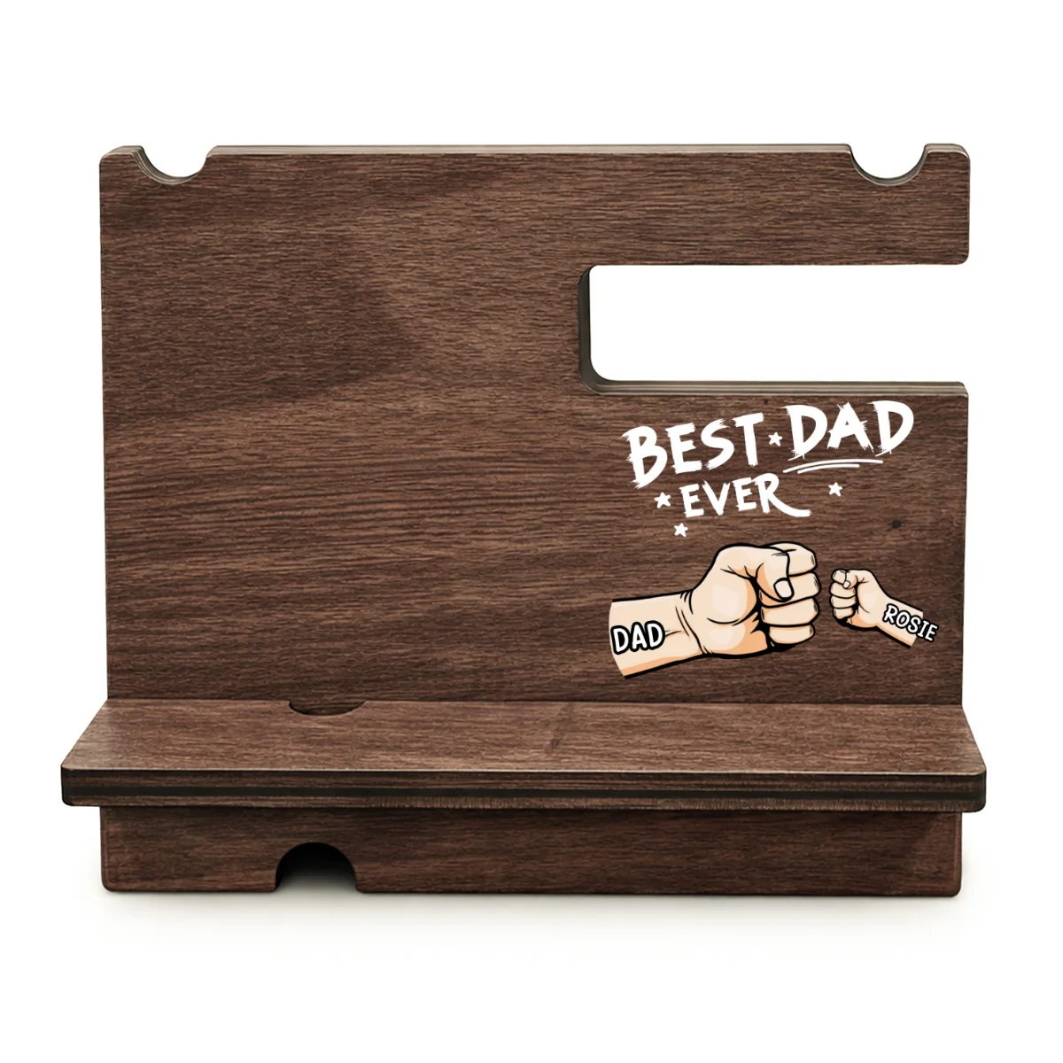 The Best Dad Grandpa Ever - Personalized Custom Wood Phone Docking Station - Image 9