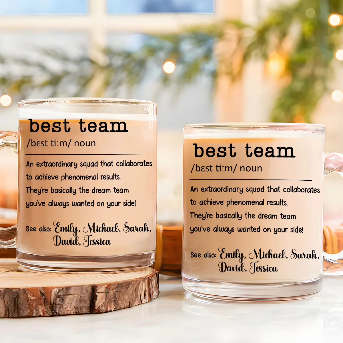 The Best Team Ever - Personalized Custom Glass Mug - Image 2