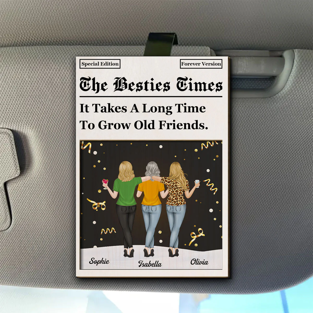 The Besties Times - Personalized Custom Car Visor Clip - Image 4