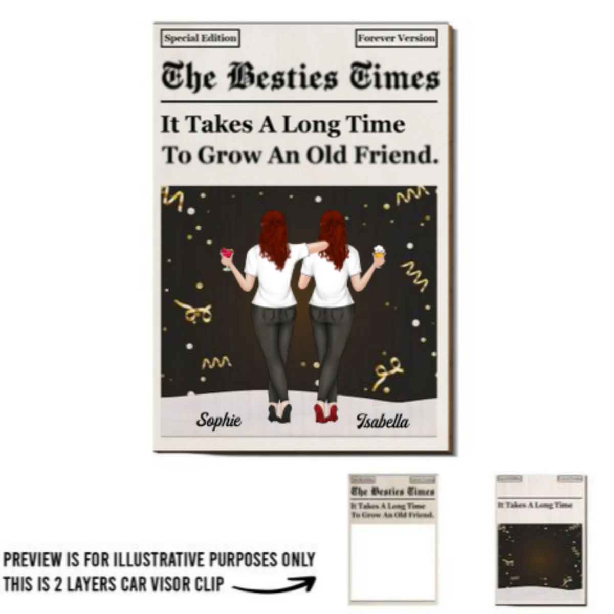 The Besties Times - Personalized Custom Car Visor Clip - Image 5