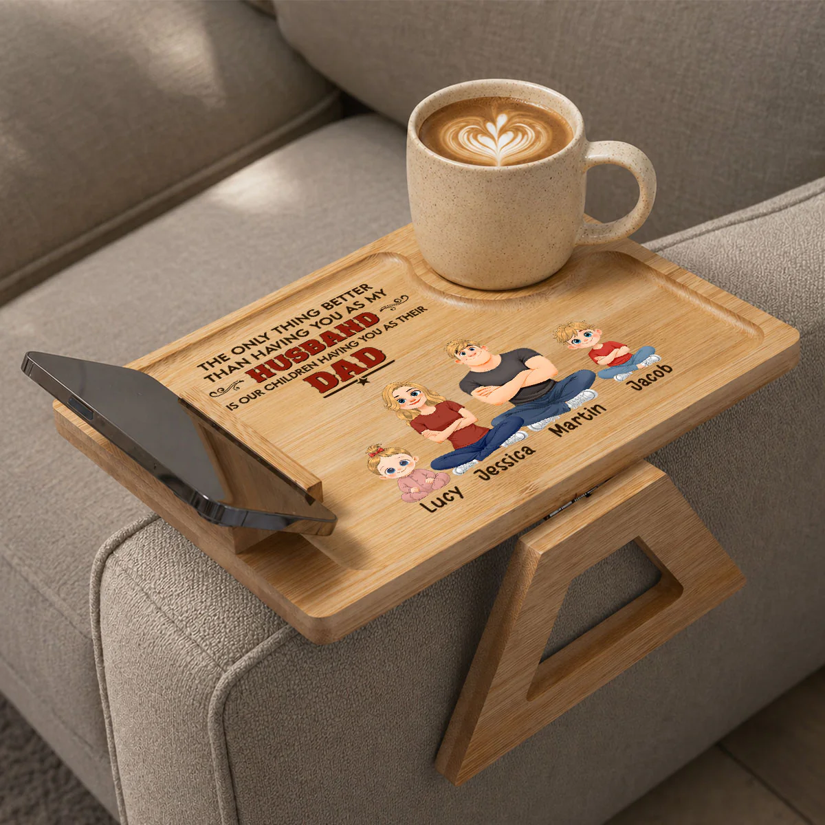 The Better Thing - Personalized Custom Wooden Couch Arm Table - Image 2