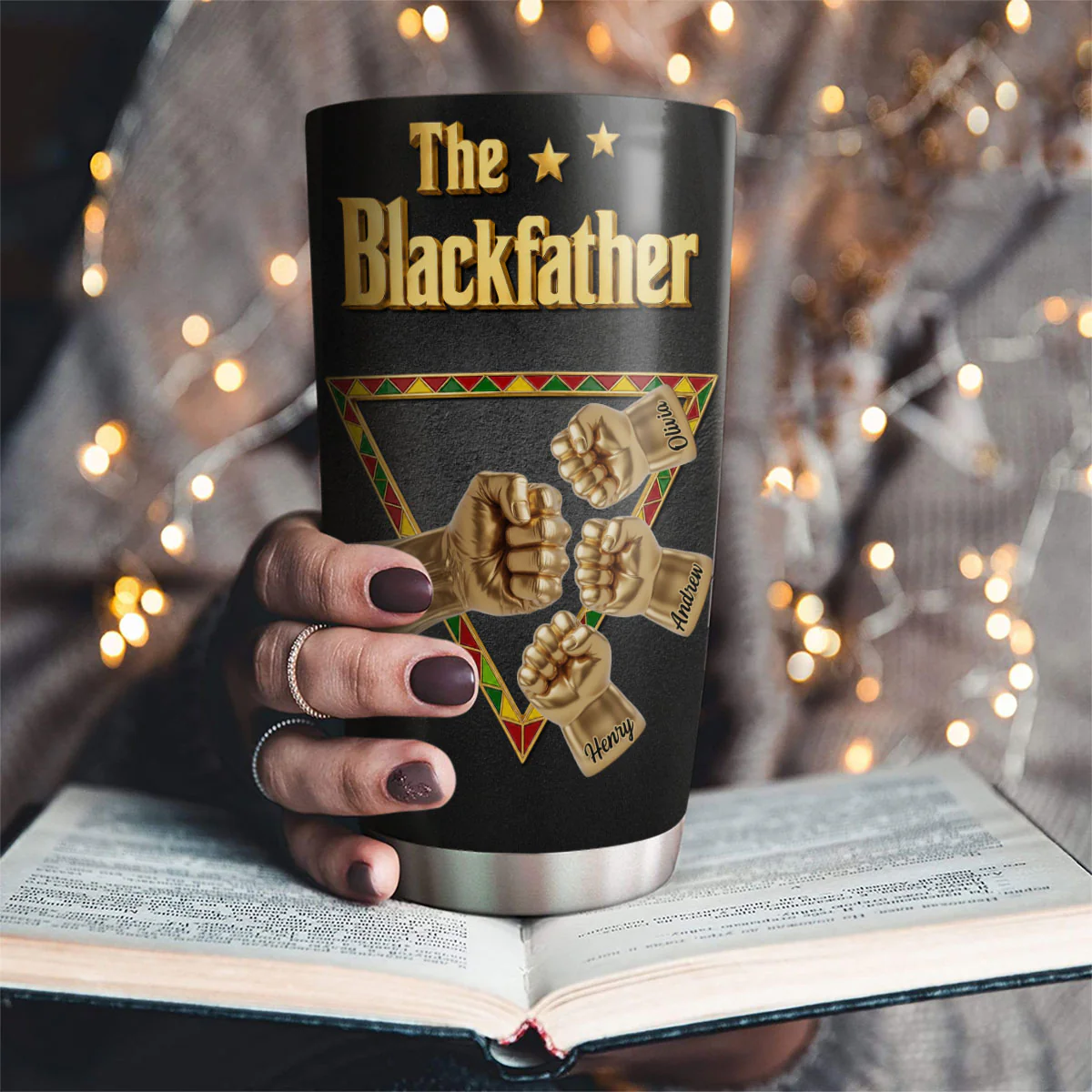 The Blackfather Gold - Personalized Custom 3D Effect Tumbler - Image 3