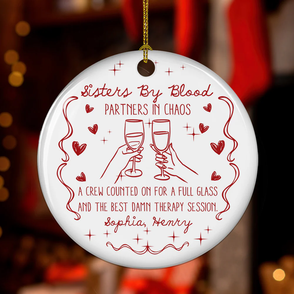 The Boozy Sisterhood - Personalized Custom Ceramic Ornament - Image 5