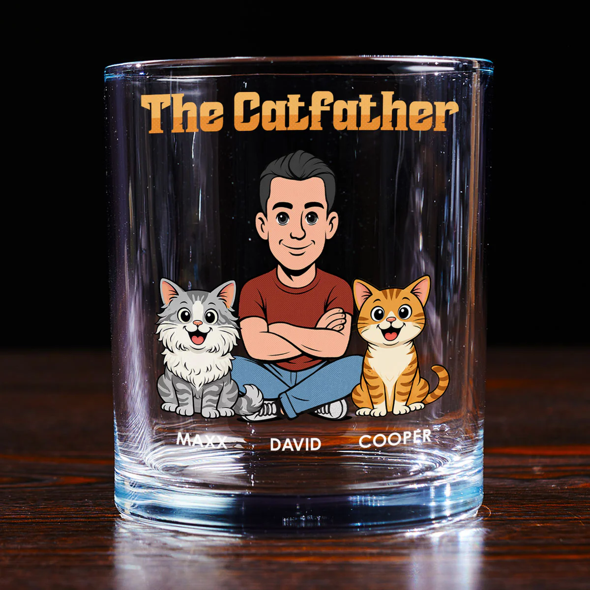 The Catfather Retro - Personalized Custom Whiskey Glass - Image 3