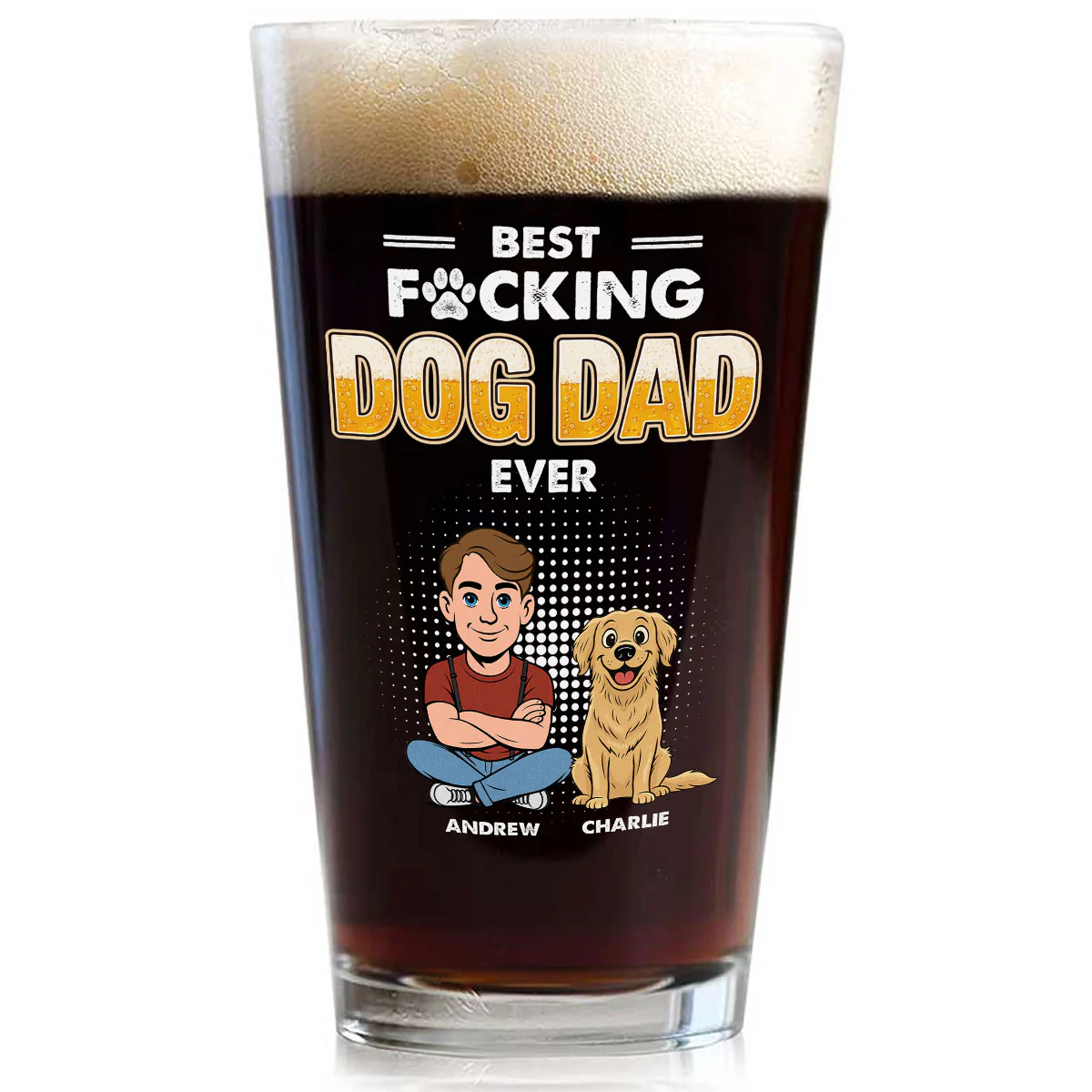 The Dad For Dogs - Personalized Custom Beer Glass