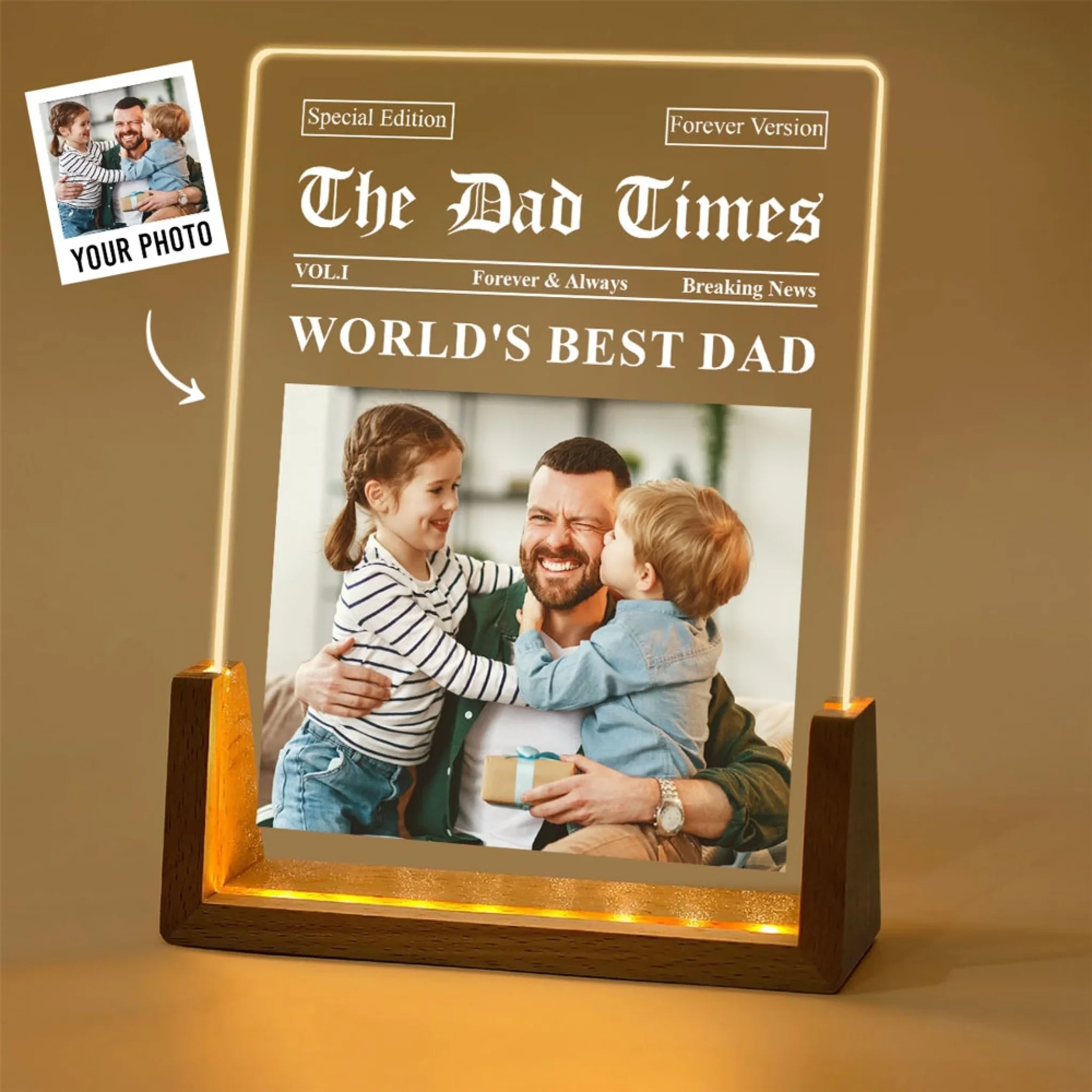The Dad Times - Personalized Custom Plaque With Walnut Base