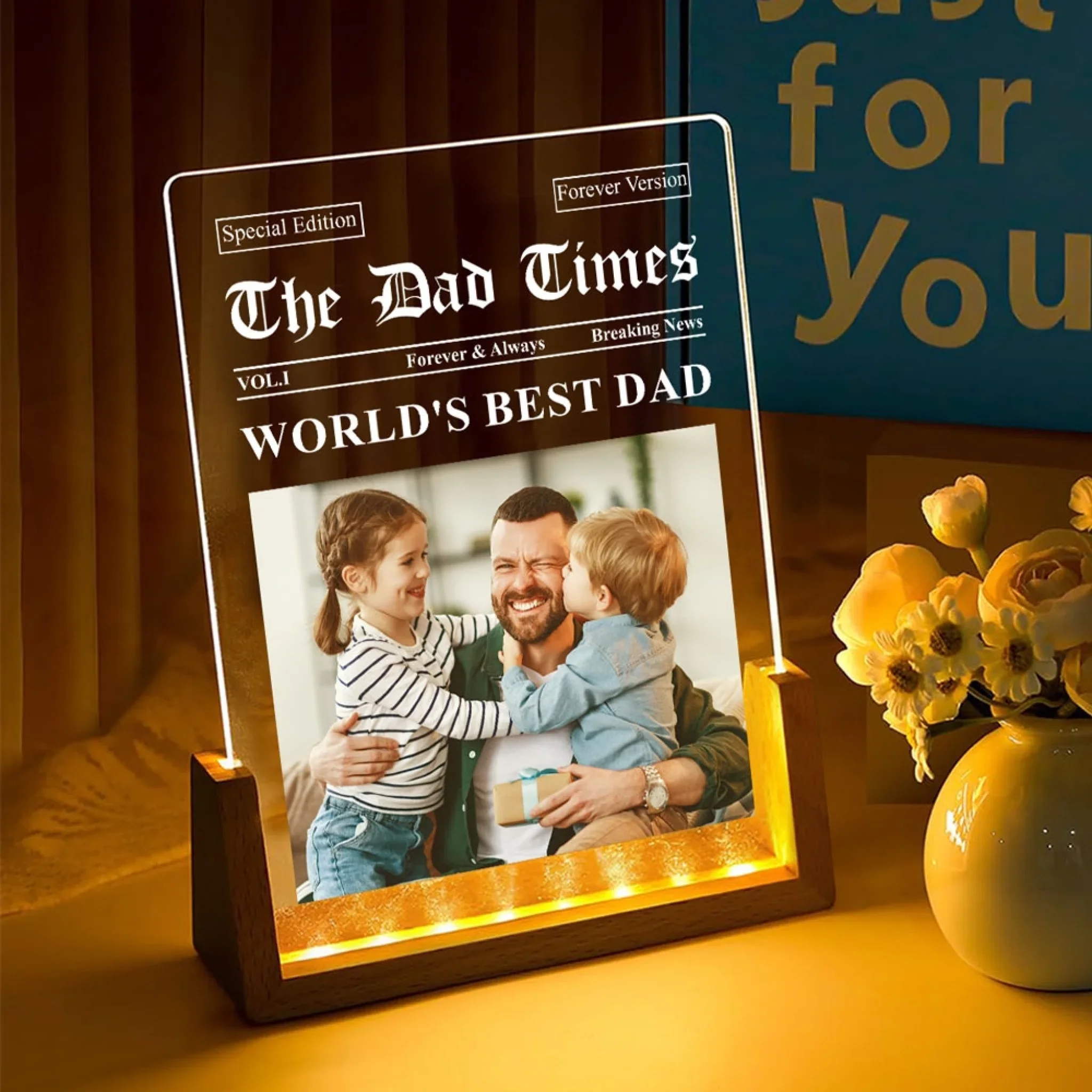 The Dad Times - Personalized Custom Plaque With Walnut Base - Image 2