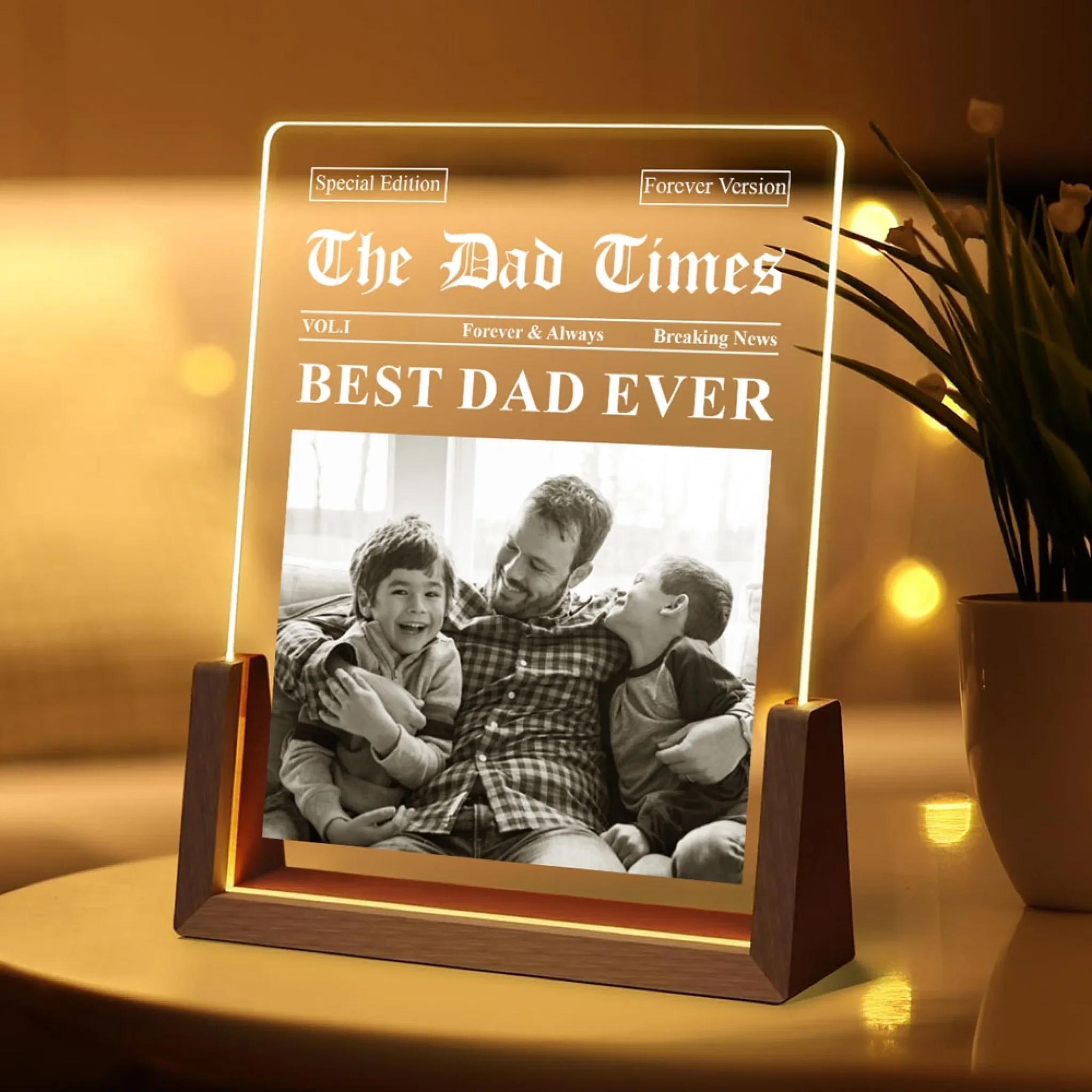 The Dad Times - Personalized Custom Plaque With Walnut Base - Image 3
