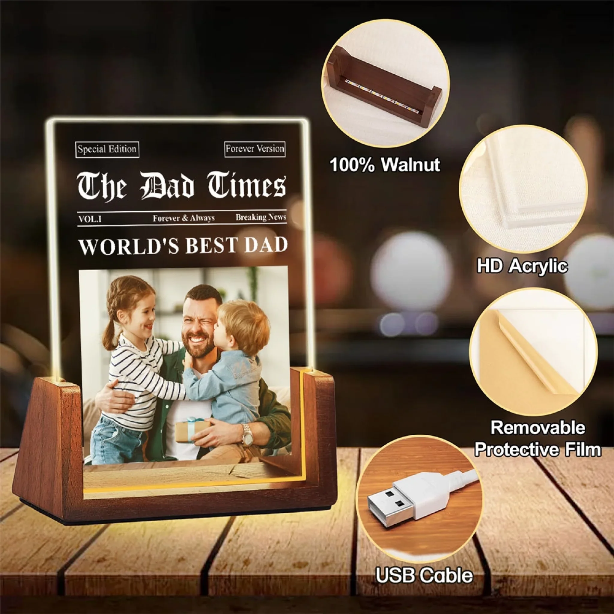 The Dad Times - Personalized Custom Plaque With Walnut Base - Image 6