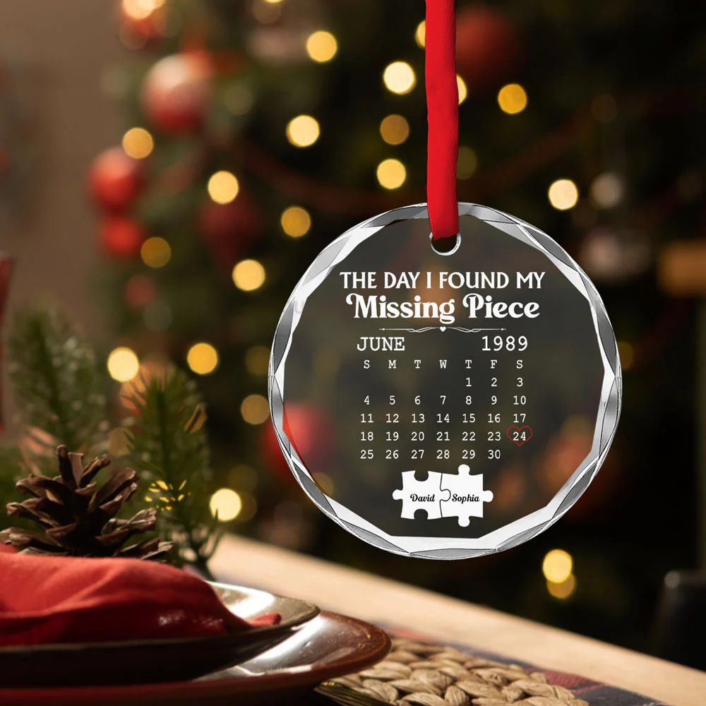 The Day I Found My Missing Piece - Personalized Custom Glass Ornament - Image 3