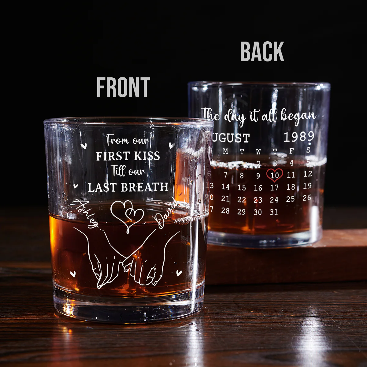 The Day It All Began - Personalized Custom Whiskey Glass - Image 2