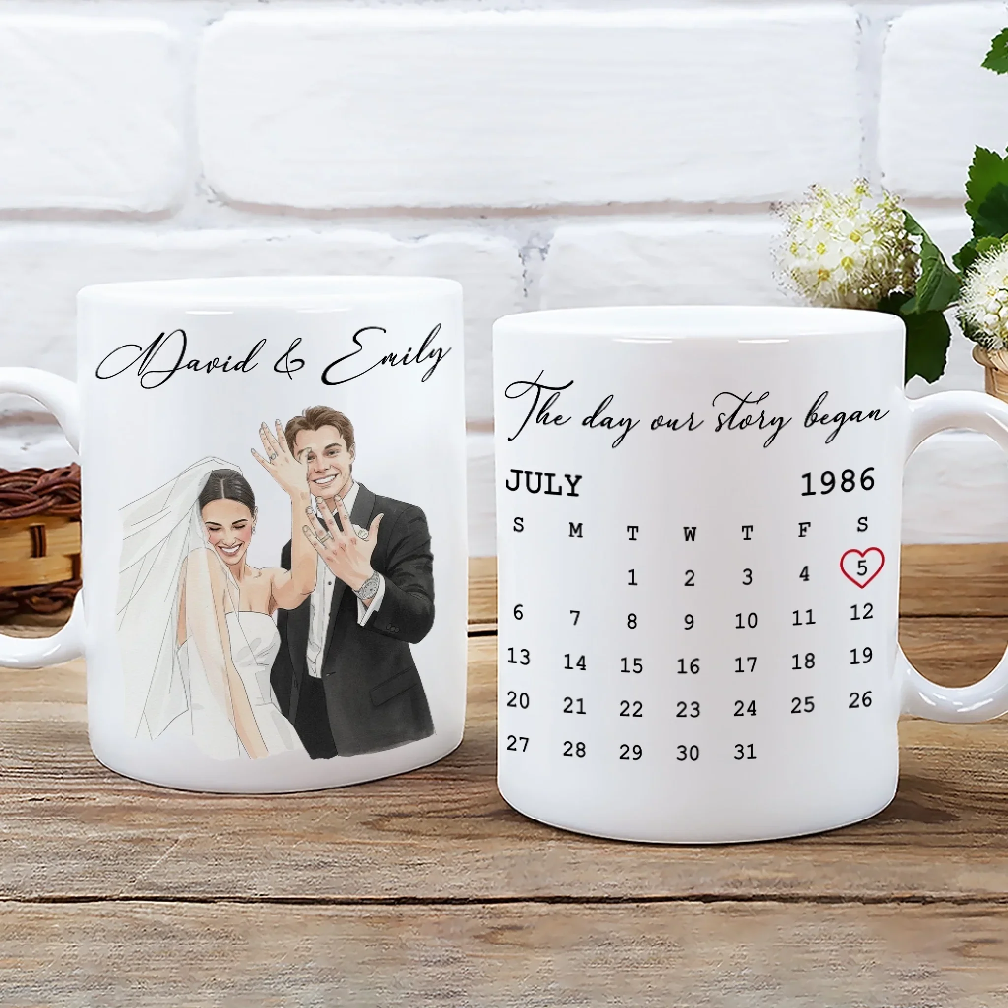 The Day Our Story Began - Personalized Custom Coffee Mug - Image 2