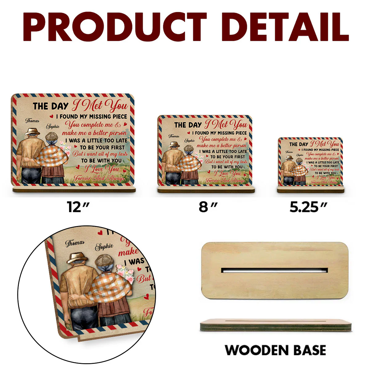 The Day - Personalized Custom 2-Layer Wood Plaque With Flat Base - Image 4