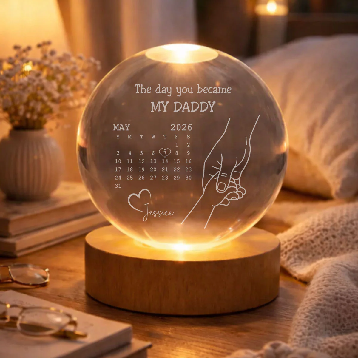 The Day You Became - Personalized Custom Crystal Globe Lamp - Image 5