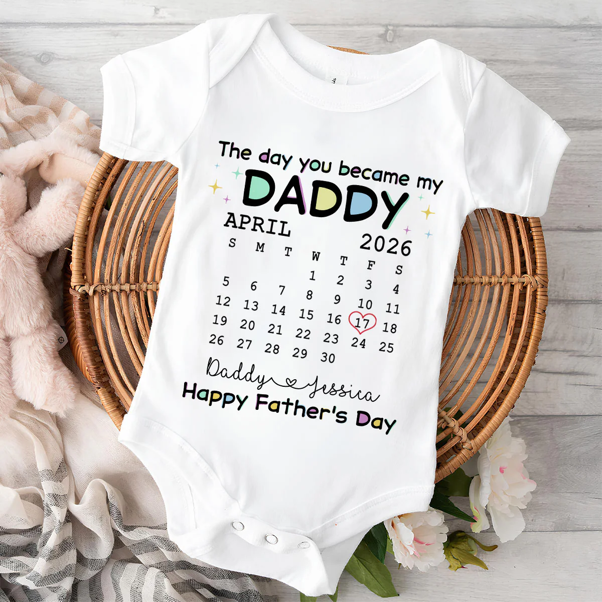 The Day You Become My Daddy - Personalized Custom Baby Onesie - Image 2