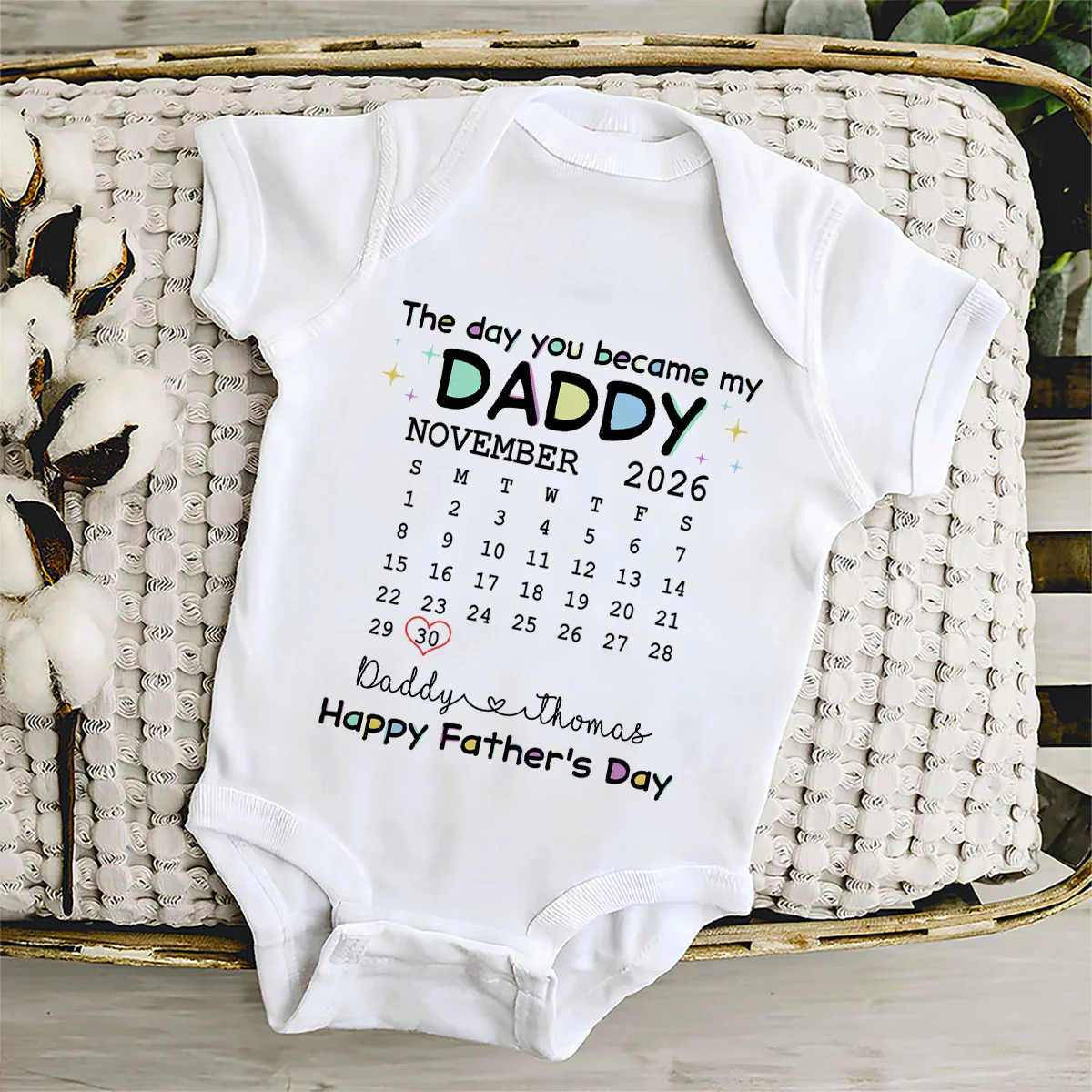 The Day You Become My Daddy - Personalized Custom Baby Onesie - Image 4