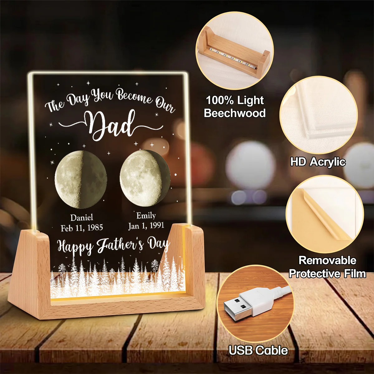 The Day You Become Our Dad 2 - Personalized Custom Night Light - Image 7