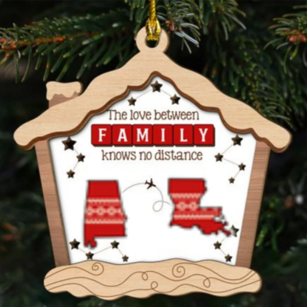 The Distance Means Nothing - Personalized Custom 2-Layered Wood Ornament - Image 7
