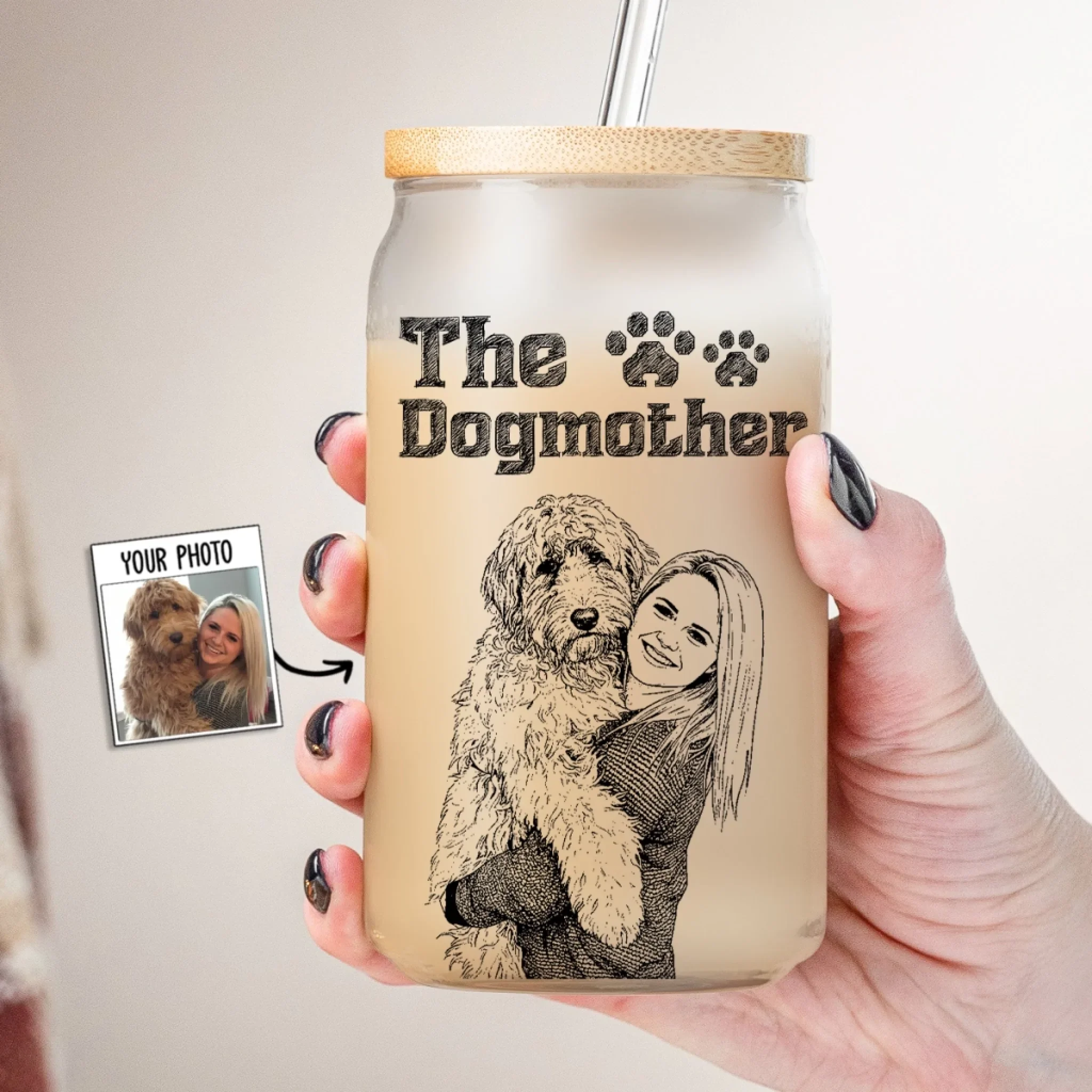 The Dogmother - Personalized Custom Ombre Frosted Glass Can