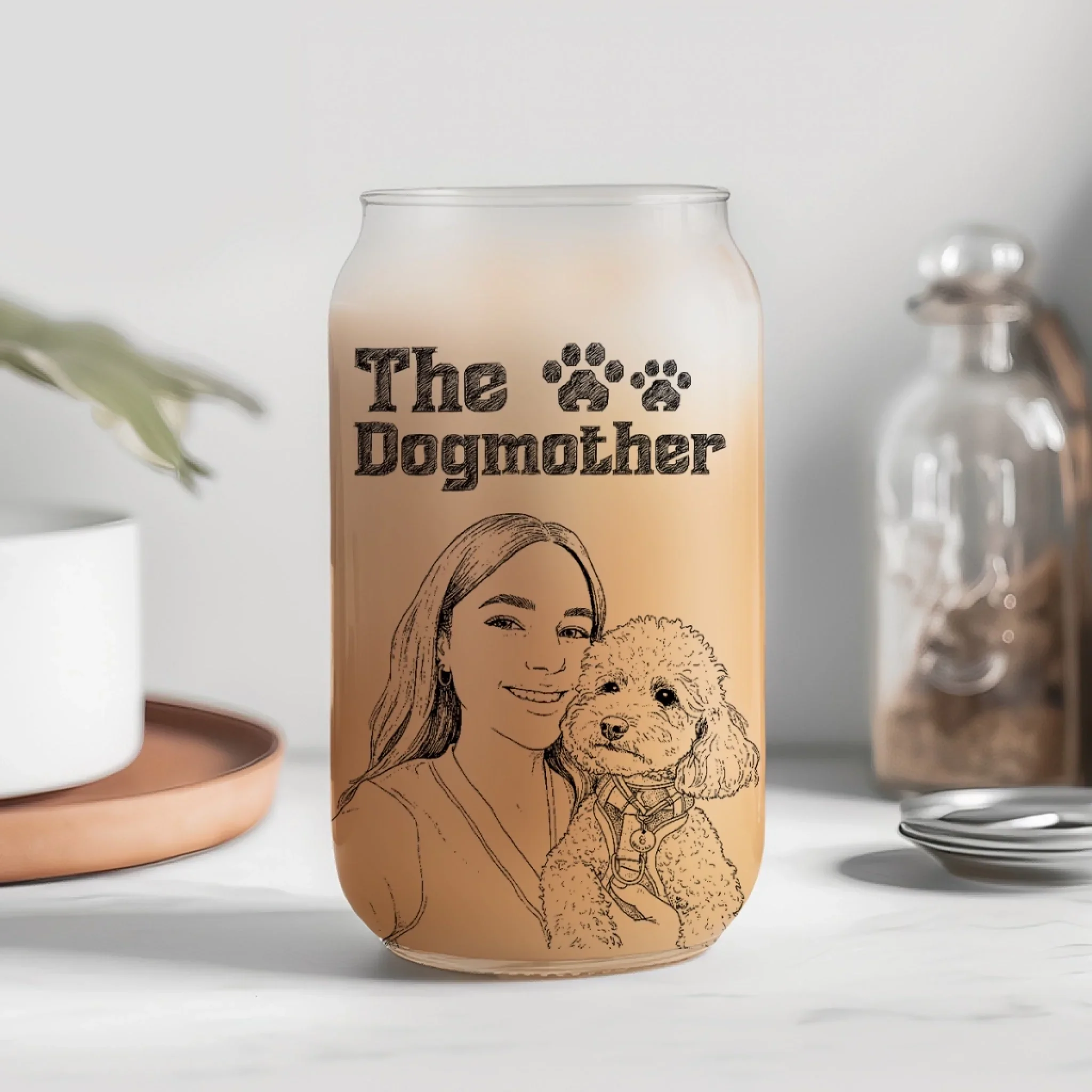 The Dogmother - Personalized Custom Ombre Frosted Glass Can - Image 3