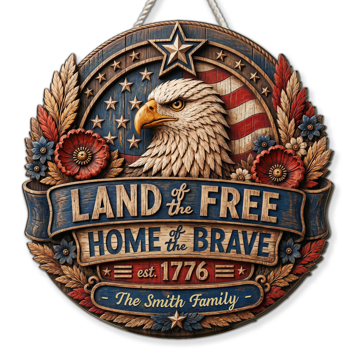 The Home Of Brave - Personalized Custom 3D Effect Wood Sign