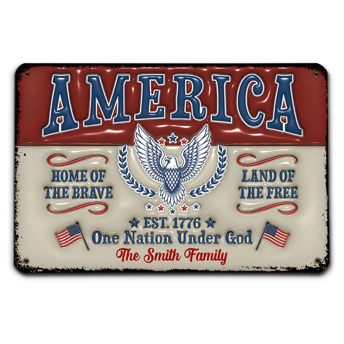 The Home The Land - Personalized Custom 3D Inflated Effect Metal Sign