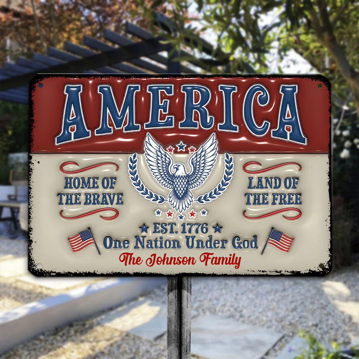 The Home The Land - Personalized Custom 3D Inflated Effect Metal Sign - Image 3