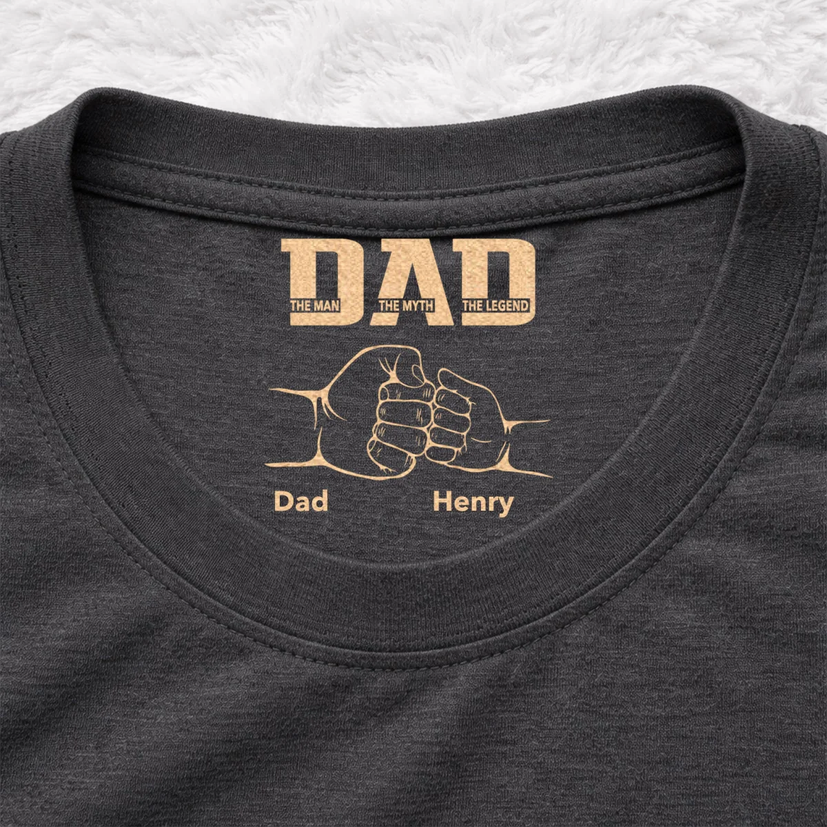 The Legend Fist Bump - Personalized Custom Inside Neck Print T-Shirt - Image 8