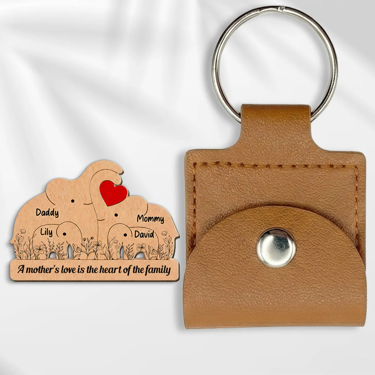 The Love Of A Mother - Personalized Custom Wooden Pocket Hug