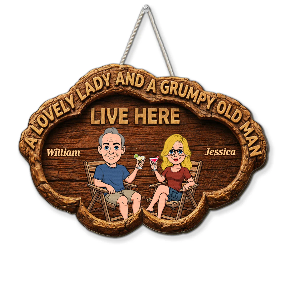 The Lovely And Grumpy Household - Personalized Custom Wood Sign