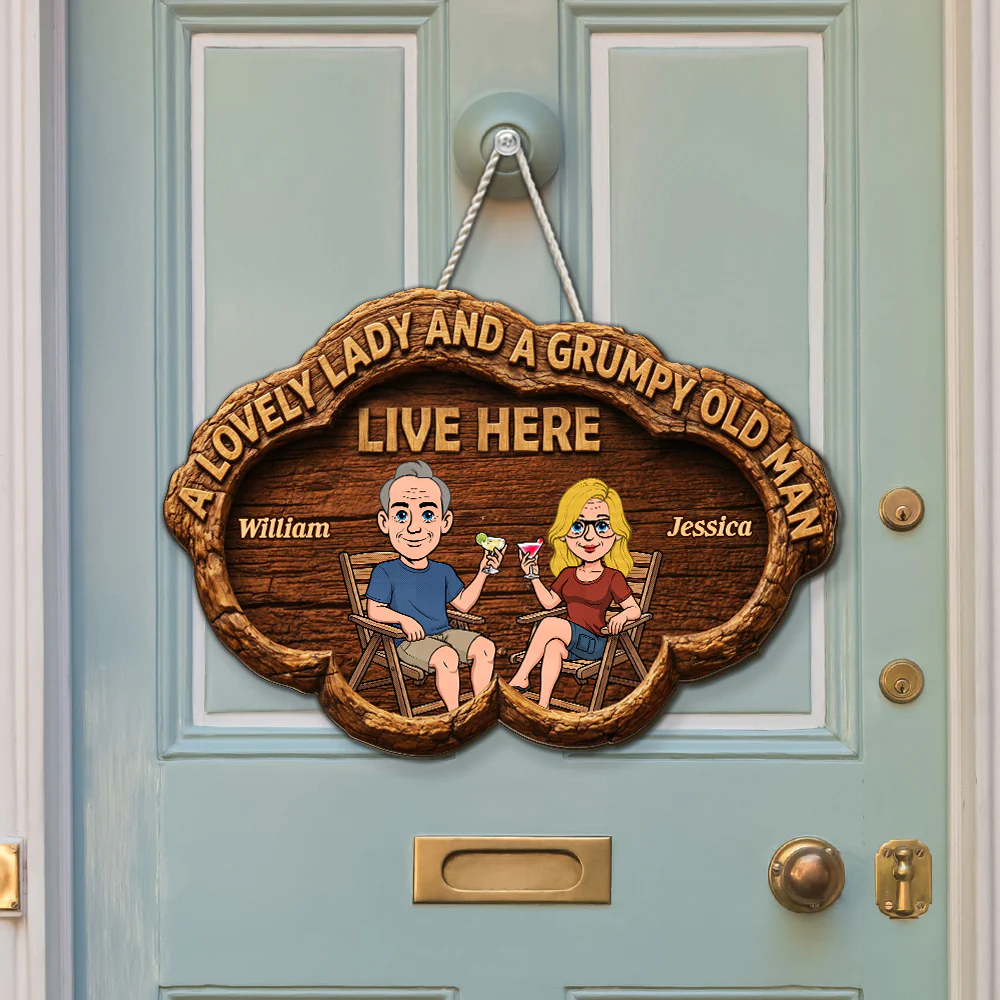 The Lovely And Grumpy Household - Personalized Custom Wood Sign - Image 5