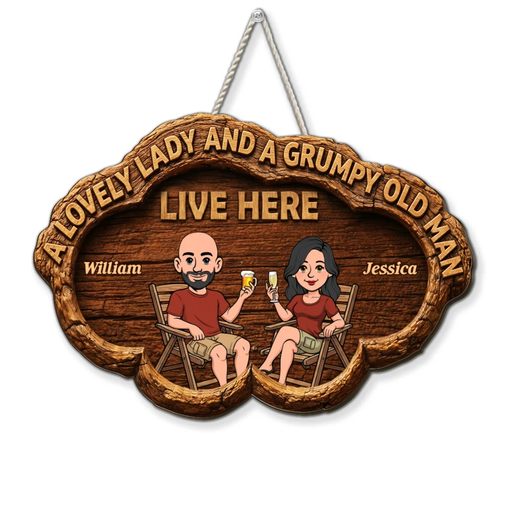 The Lovely And Grumpy Household - Personalized Custom Wood Sign - Image 7