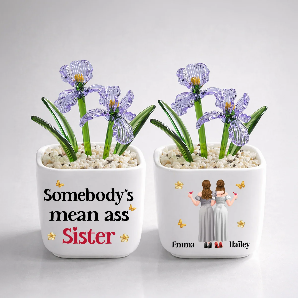 The Mean Ass Sister - Personalized Custom Glass Birth Month Flower - Image 10