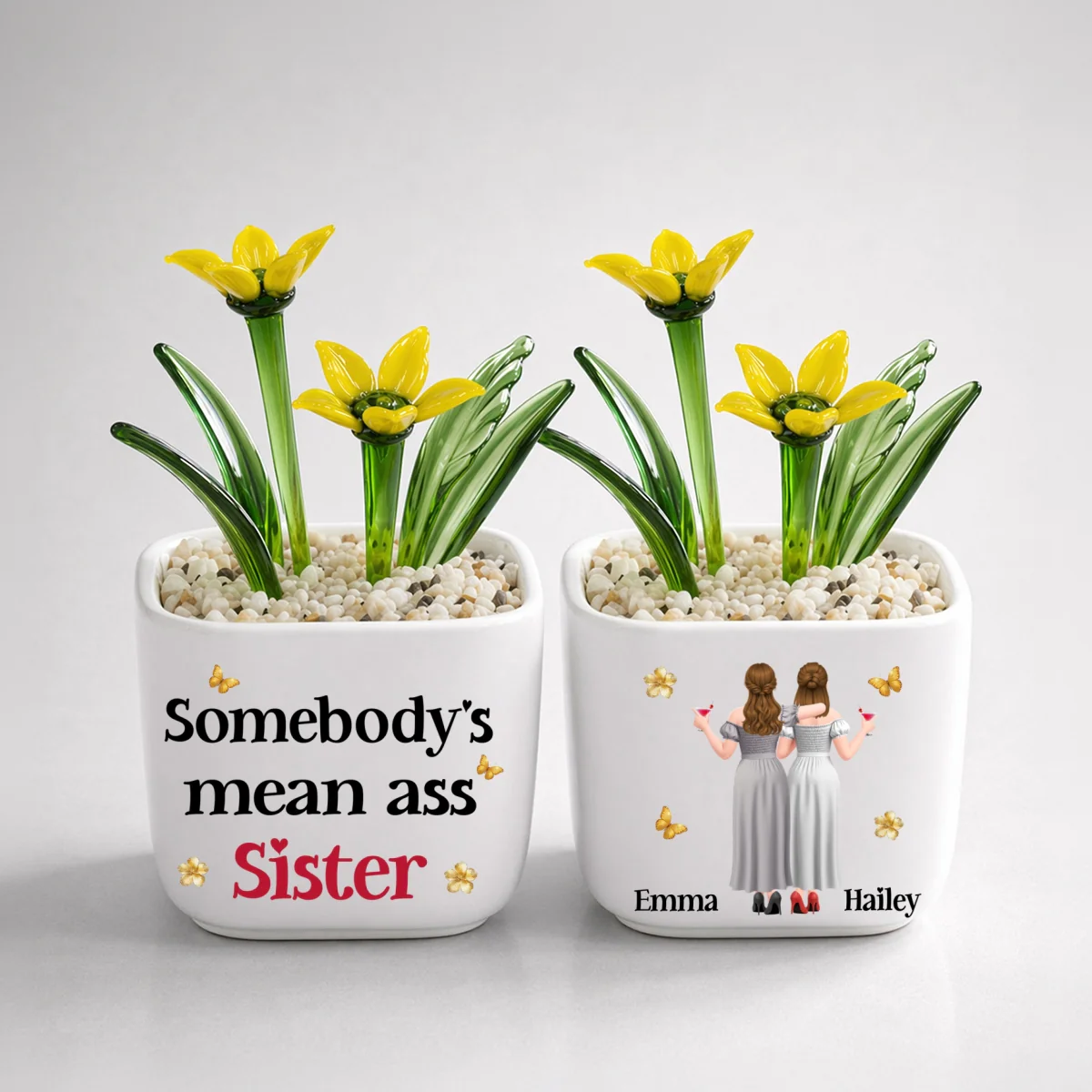The Mean Ass Sister - Personalized Custom Glass Birth Month Flower - Image 11