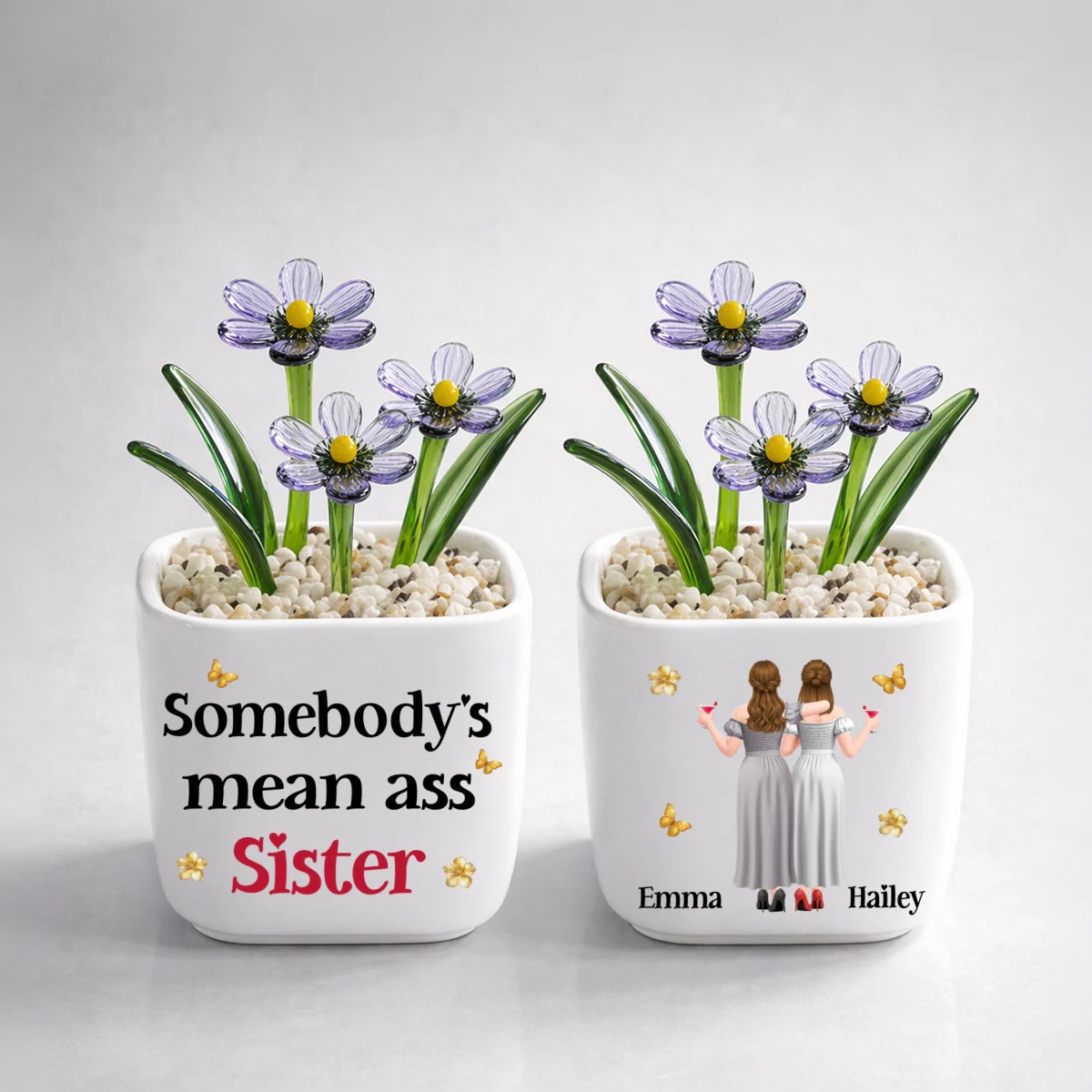 The Mean Ass Sister - Personalized Custom Glass Birth Month Flower - Image 12