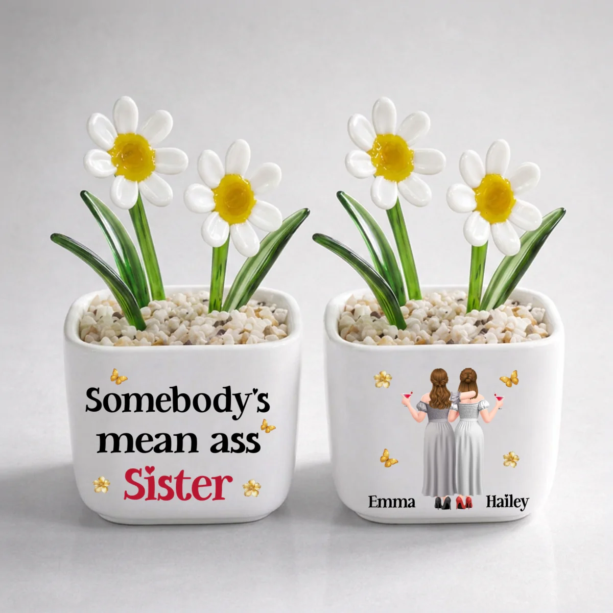 The Mean Ass Sister - Personalized Custom Glass Birth Month Flower - Image 13