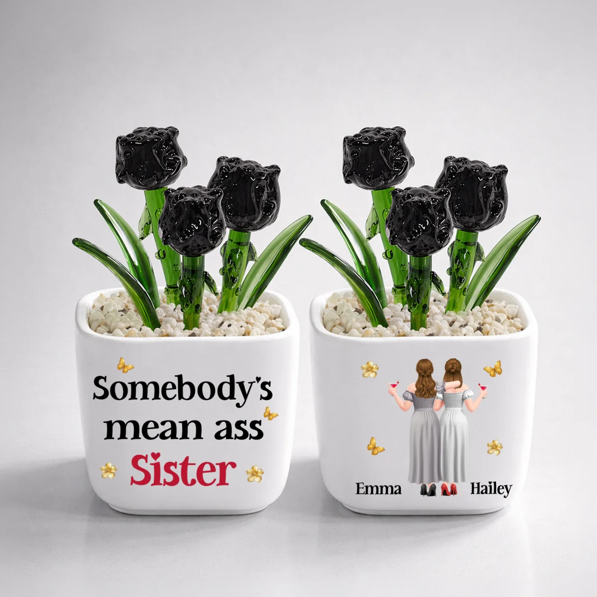 The Mean Ass Sister - Personalized Custom Glass Birth Month Flower - Image 14