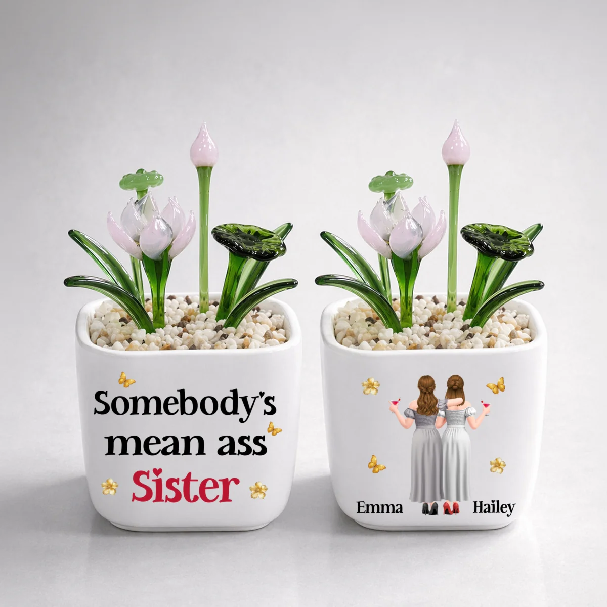 The Mean Ass Sister - Personalized Custom Glass Birth Month Flower - Image 15