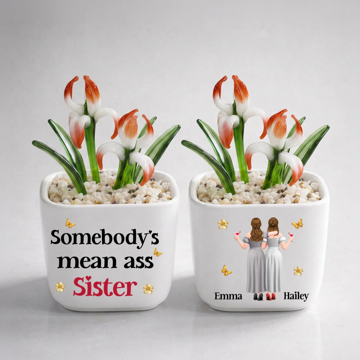 The Mean Ass Sister - Personalized Custom Glass Birth Month Flower - Image 16