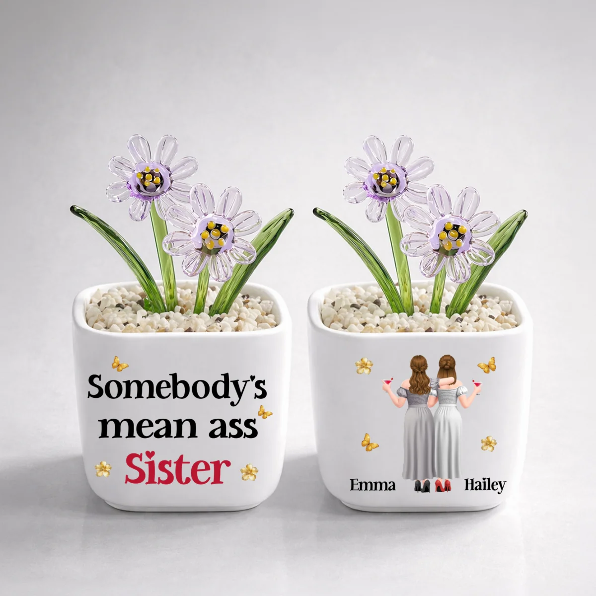 The Mean Ass Sister - Personalized Custom Glass Birth Month Flower - Image 17