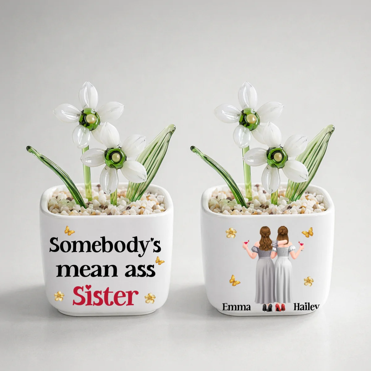 The Mean Ass Sister - Personalized Custom Glass Birth Month Flower - Image 20