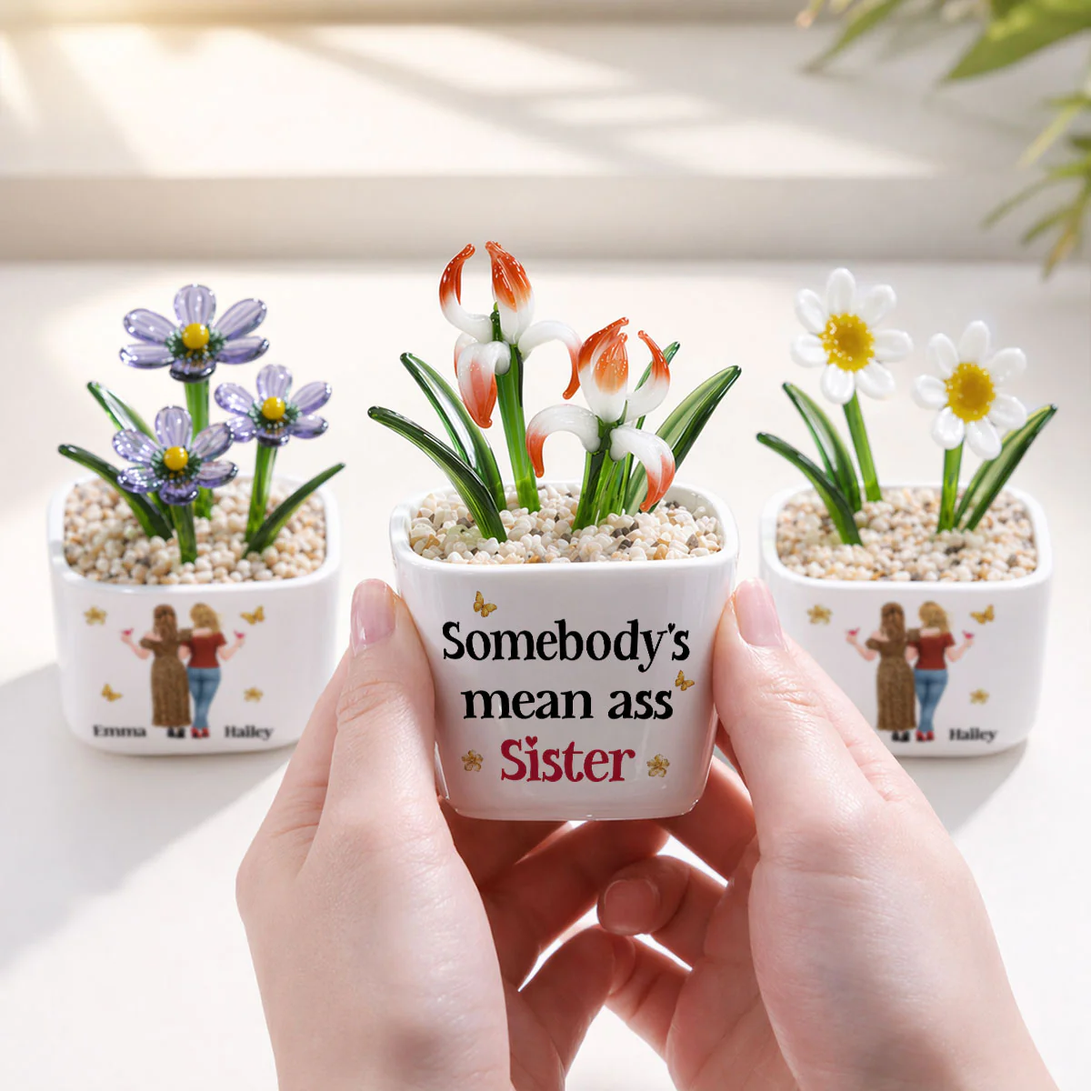 The Mean Ass Sister - Personalized Custom Glass Birth Month Flower - Image 3