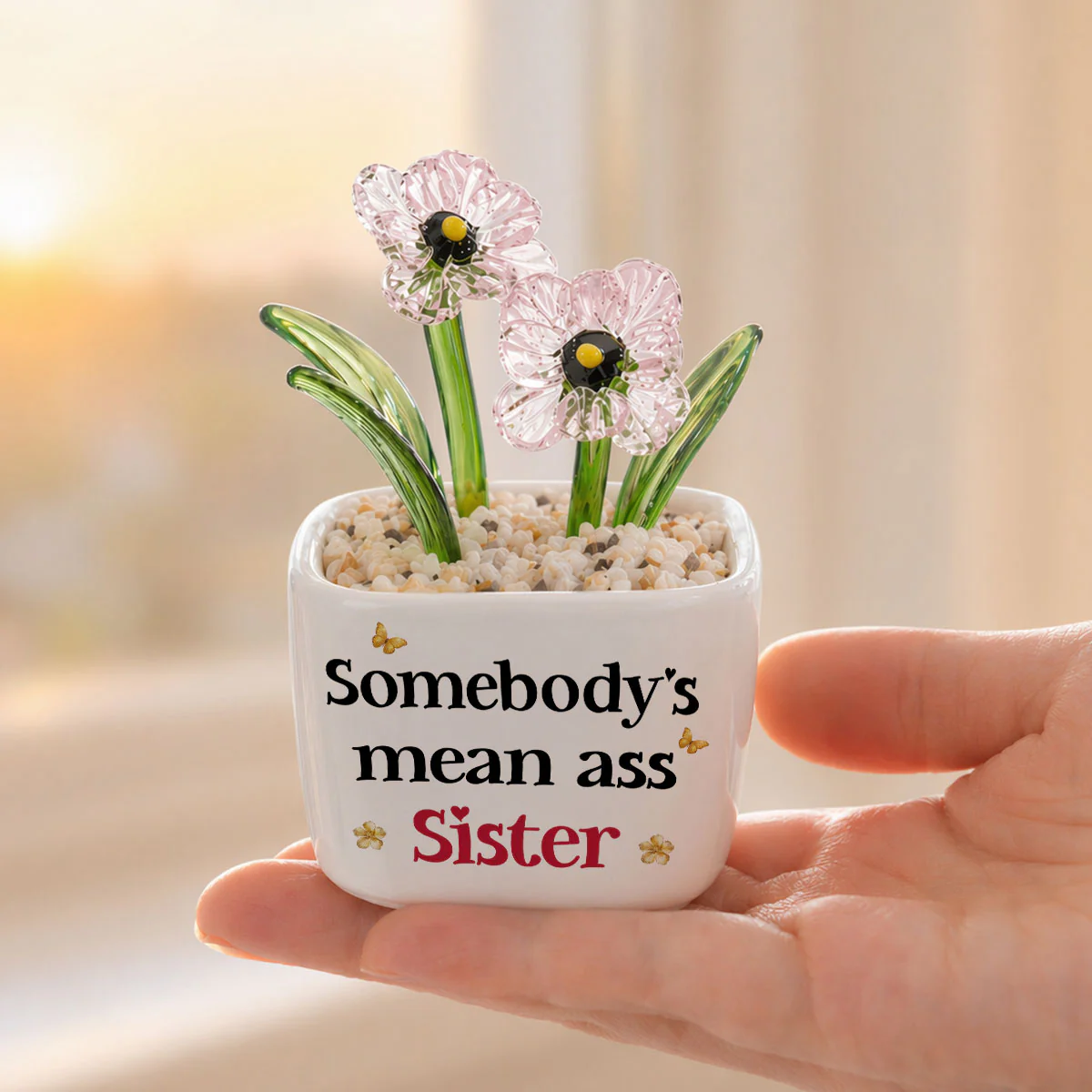 The Mean Ass Sister - Personalized Custom Glass Birth Month Flower - Image 4