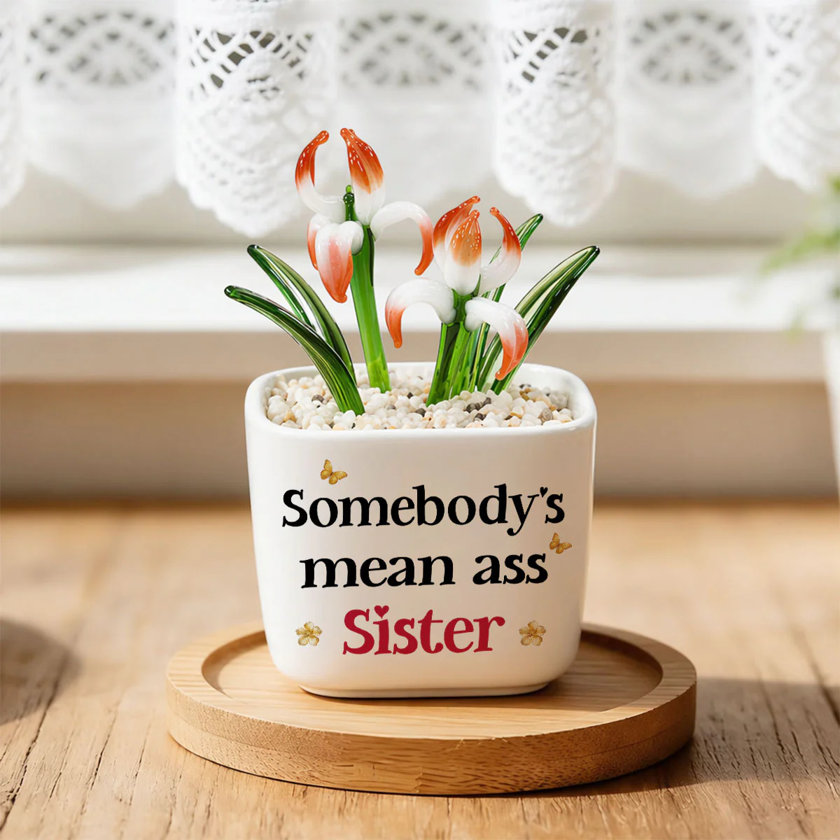 The Mean Ass Sister - Personalized Custom Glass Birth Month Flower - Image 5