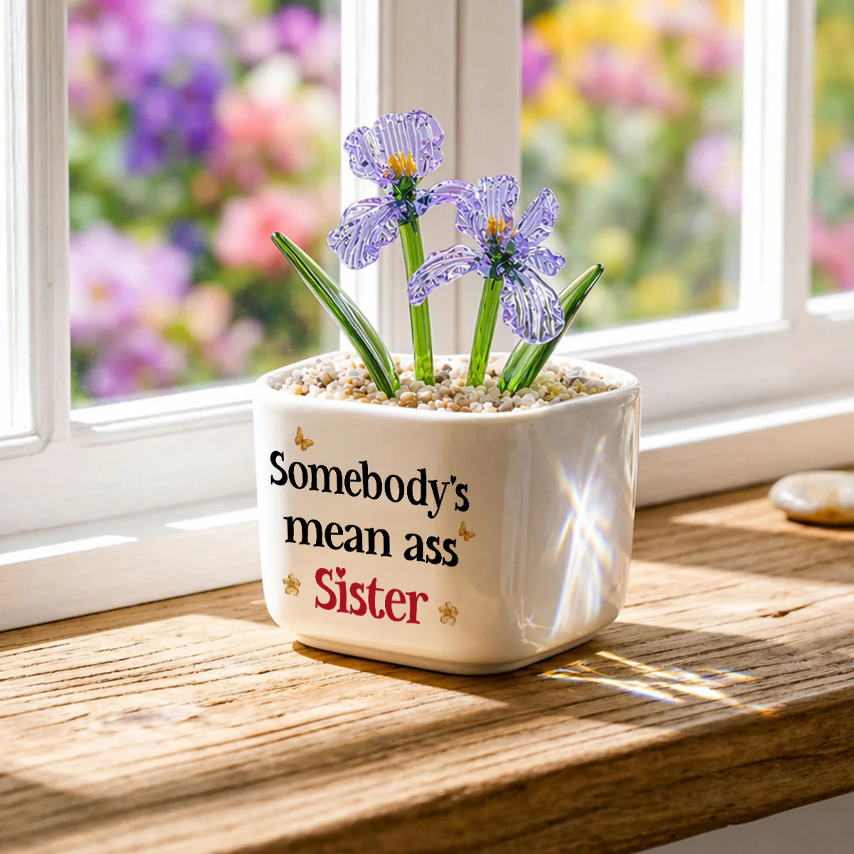 The Mean Ass Sister - Personalized Custom Glass Birth Month Flower - Image 6