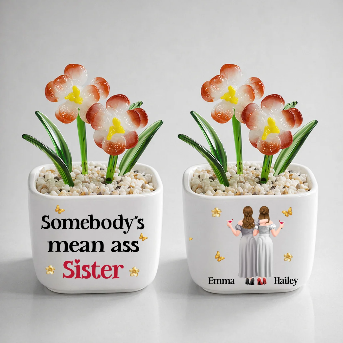 The Mean Ass Sister - Personalized Custom Glass Birth Month Flower - Image 9