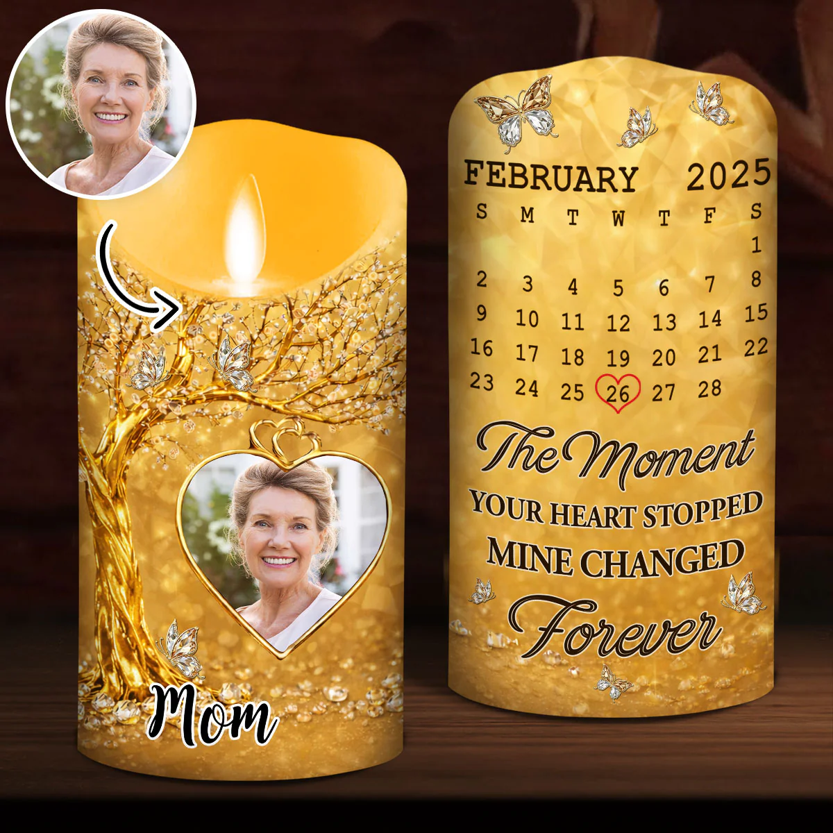 The Moment My Heart Changed Forever - Personalized Custom LED Candle