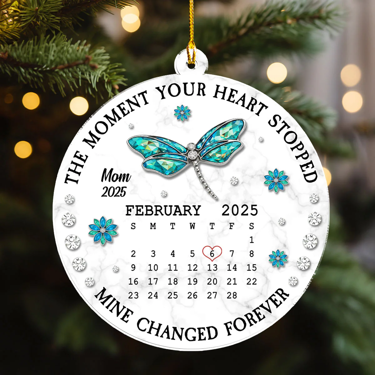 The Moment Your Heart Stopped Memorial - Personalized Custom 3D Effect Acrylic Ornament