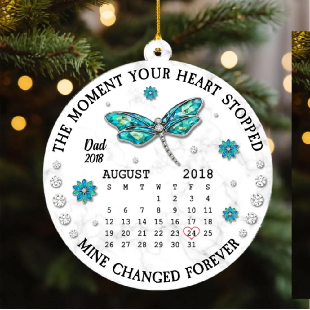 The Moment Your Heart Stopped Memorial - Personalized Custom 3D Effect Acrylic Ornament - Image 6